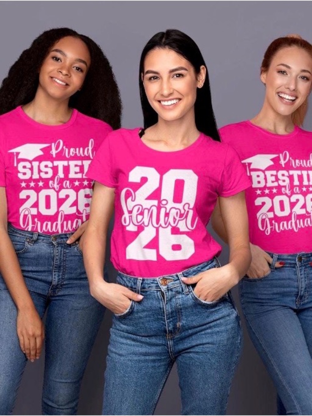 Hot Pink '2026 Senior' Short Sleeve Graphic Tee